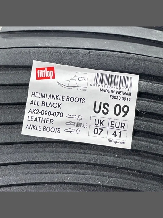 NEW Fit Flop Shoes Womens 9 black leather helmi ankle boots alligator goth moto - Picture 8 of 12